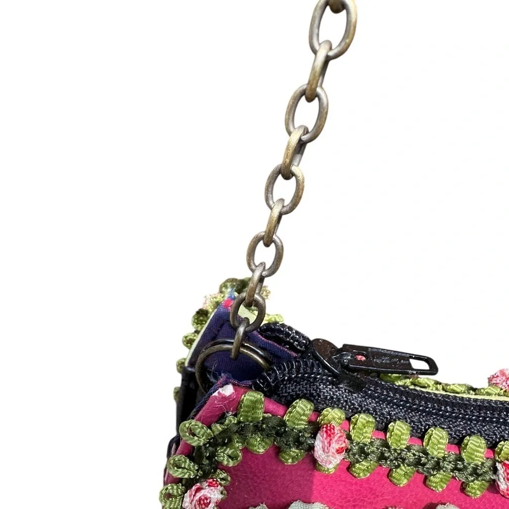 Mary Frances NWT Heart Shaped Handbag - Unique Beaded Floral Design w/ Suede